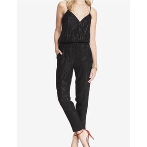 Express Black Sequin Jumpsuit Strapless
